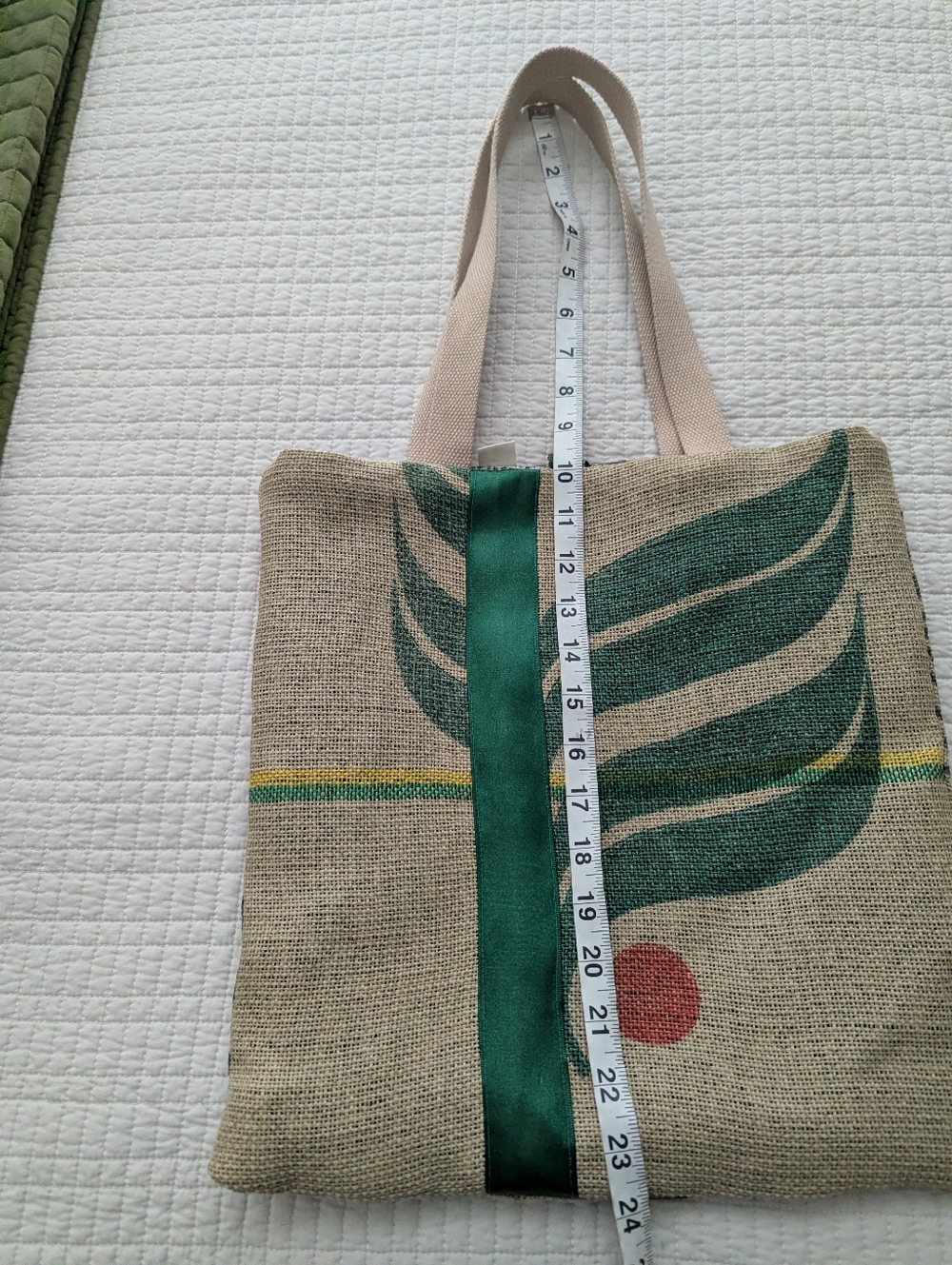 New Handmade Upcycled Burlap Coffee Bean Tote / Market Bag - Picture 3 of 7